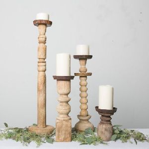 Wooden Pillar Candle Holder