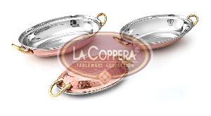 Copper and Stainless Steel Oval Entree Dish