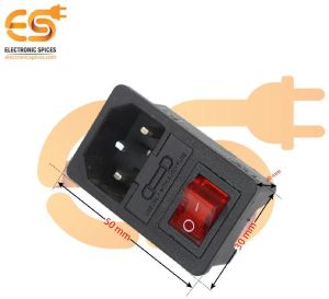 C14 AC 250V 10A Panel mount plug adaptor power socket connector 3 pins with Red indicator Rocker swi