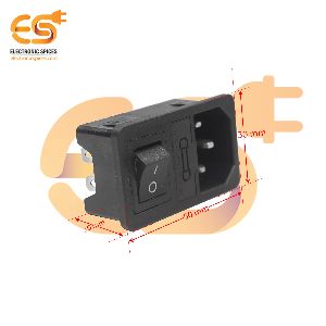 C14 AC 250V 10A Panel mount plug adaptor power socket connector 3 pins with Black color Rocker switc