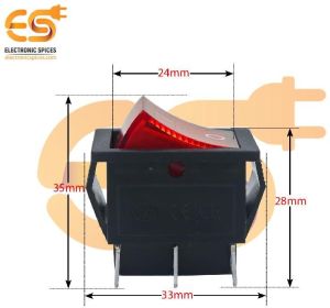 KCD4 16A 250V AC red color 6 pin DPDT heavy duty plastic rocker switch with indicator