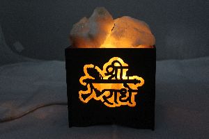 Shri Radhe Wooden Basket Himalayan Rock Salt Lamp