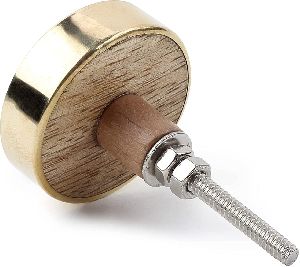 wooden brass door knob