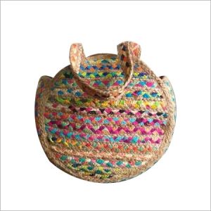 Round Cotton Chindi Jute Bag