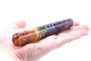 Seven Chakra Orgone Smooth & Faceted Massage Wand
