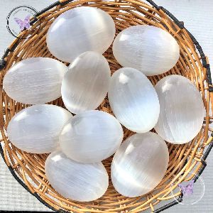 White Selenite Palm Stone