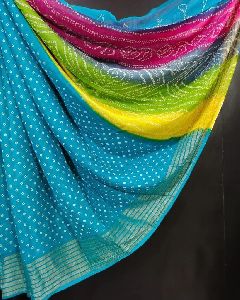 Chiffon Sarees With Bandhini design