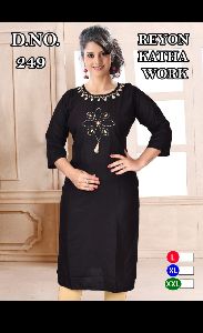 kurti rayon with kathawork