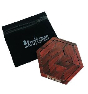 Portable Wooden Hexagon Puzzle Game