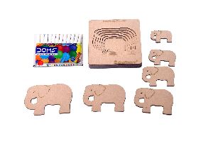 Wooden 6 Pieces Elephant Shaped Layered Puzzle