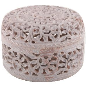 Carved Round Shape Box