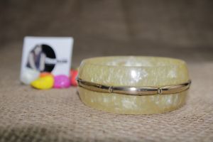 Premium White Resin Bangle With Brass Strip Woman's Bangle Epoxy Bangle Sankha Bangle From Tradnary