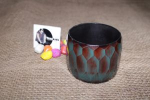 Wide Blue Resin Bangle Fancy Hexagon Pattern Resin Bangle Epoxy Bangles From Tradnary