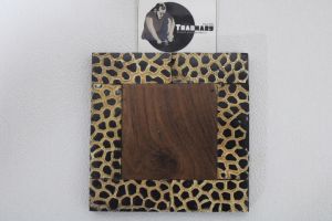 Horn Inlay Wooden Coaster In Cheetah Skin Design Coaster From Tradnary