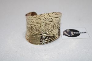 Handmade Carved Brass Cuff Bracelet Wide Etching Bracelet From Tradnary