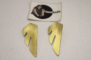 Wing Shape Brass Earrings In Gold Color Handmade Modern Earrings Partyware Earrings From Tradnary