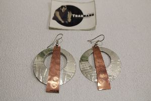 Phi Shape Silver & Copper Color Earrings Stylish Earrings From Tradnary