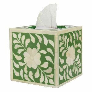 Square Bone Inlay Tissue Box Green Bone Inlay Napkin Box Serviette Box From Tradnary