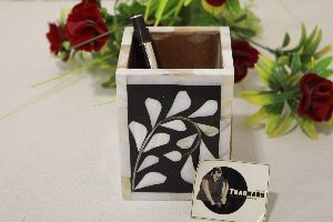 Premium Mother Of Pearl Inlay Black Pen Holder MOP inlay Pen or Spoon Holder From Tradnary