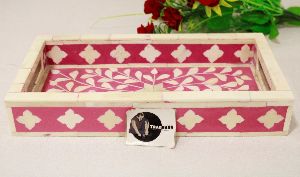 Pink Bone Inlay Serving Tray Bone From Tradnary