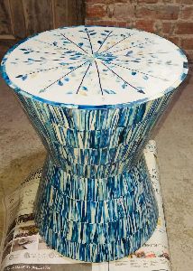 Antique Blue Bone Inlay Stool Bone Inlay Table Furniture From Tradnary