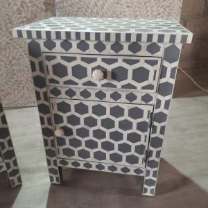 Small Bone Inlay Bedside Table