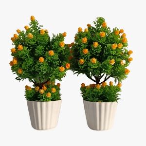 Artificial Plant Bonsai with Beautiful Yellow flowers & Leaves (Set Of 2)