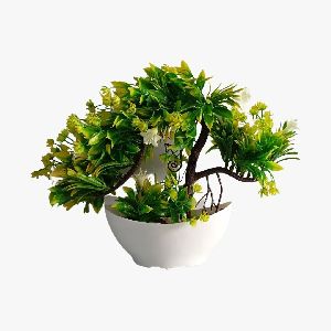 Artificial Plant Y-Shaped Bonsai Tree with White Flowers & Buds
