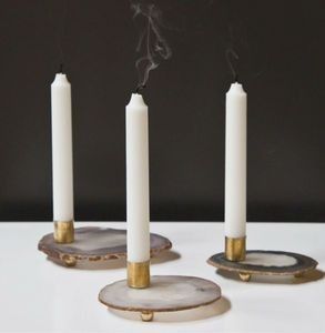 Agate coaster candle holder