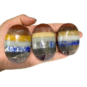 Seven chakra High quality polished bonded plam stone