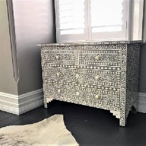 BONE INLAY CHEST OF DRAWERS