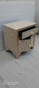 Bone Inlay Nightstand Bedside Table