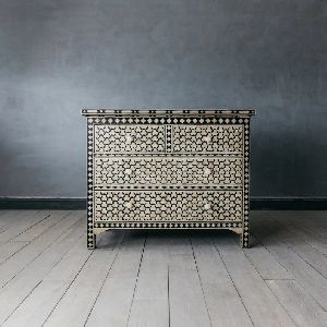 Noire Geo Bone Inlay Chest Of Drawers