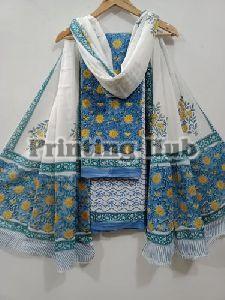Blue White and Yellow Unstitched Suit Material