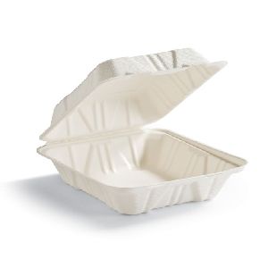 8x8 Bagasse Clamshell Container