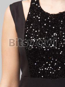 Women Girls Sequined Style Sleeveless Solid Jumpsuit
