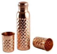 Copper Water Bottle with Glass Set