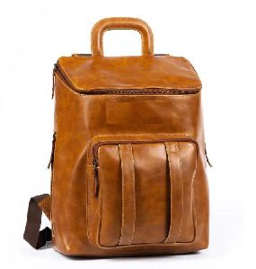 Mens Zipper Leather Backpack