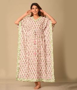 Blushing Block Print Evening Wear Kaftan