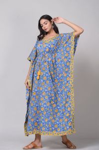 Lamon Bordered Flower Print Comfy Kaftan