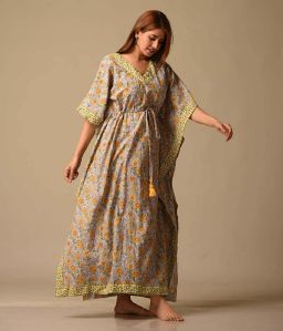 Ruhaniyat Block Print Cotton Kaftan