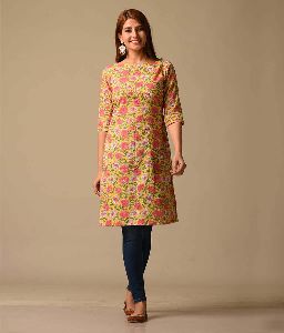 Summer Blooms Short Cotton Kurta