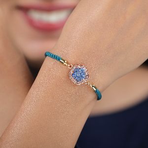 Amazonas Blue Stones Flower Shape Blue Diamond Silver Bracelet