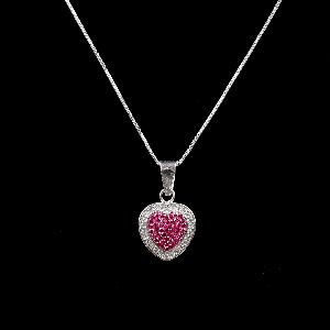 Attractive Pink Heart Diamond Necklace