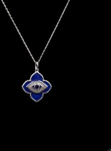 Attractive Royal Blue Evil Eye Diamond Necklace