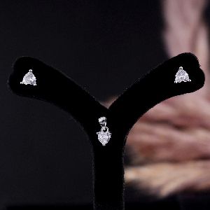Bazel Set Heart Shape Diamond Pendant set with Chain