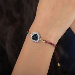 Black Heart with Love Diamond Bracelet