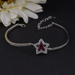 Diamond and Mars Red Stone Bracelet