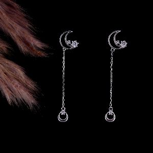 Half Moon and Star Diamond Earring