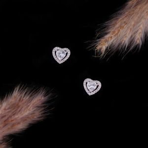 Halo Double Heart Solitaire Stud Earring